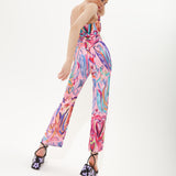 House of Holland Multi Coloured Heart Print Flared Leg Jumpsuit With Chain Straps