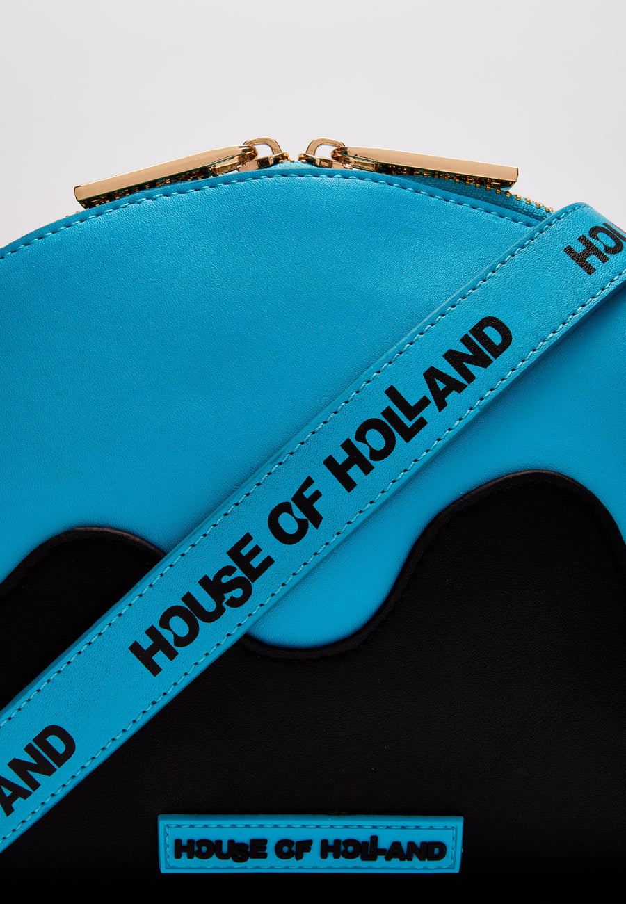 House Of Holland Cross Body Bag In Royal Blue Printed Logo