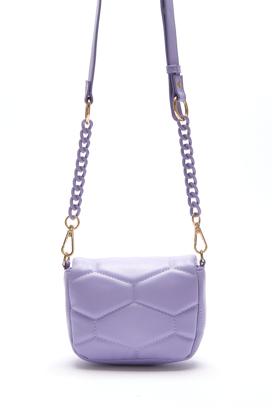 House Of Holland Small Cross Body Bag In Purple With A Chain Detail Strap And Printed Logo