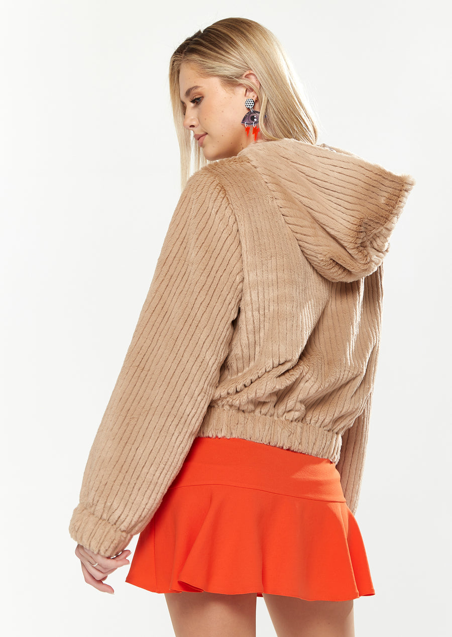 HOUSE OF HOLLAND RIBBED FAUX FUR JACKET