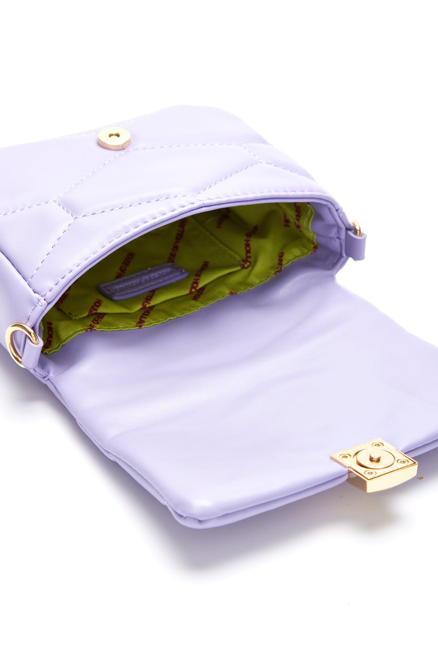 House Of Holland Small Cross Body Bag In Purple With A Chain Detail Strap And Printed Logo