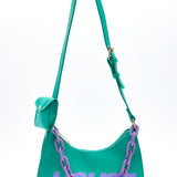 House Of Holland Shoulder Bag In Turquoise With ‘House’ Print