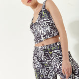 House Of Holland Abstract Print Corset Style Top With Elasticated Straps And A Back Zip