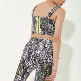 House Of Holland Abstract Print Corset Style Top With Elasticated Straps And A Back Zip