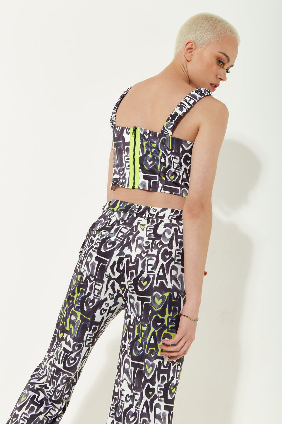 House Of Holland Abstract Print Corset Style Top With Elasticated Straps And A Back Zip