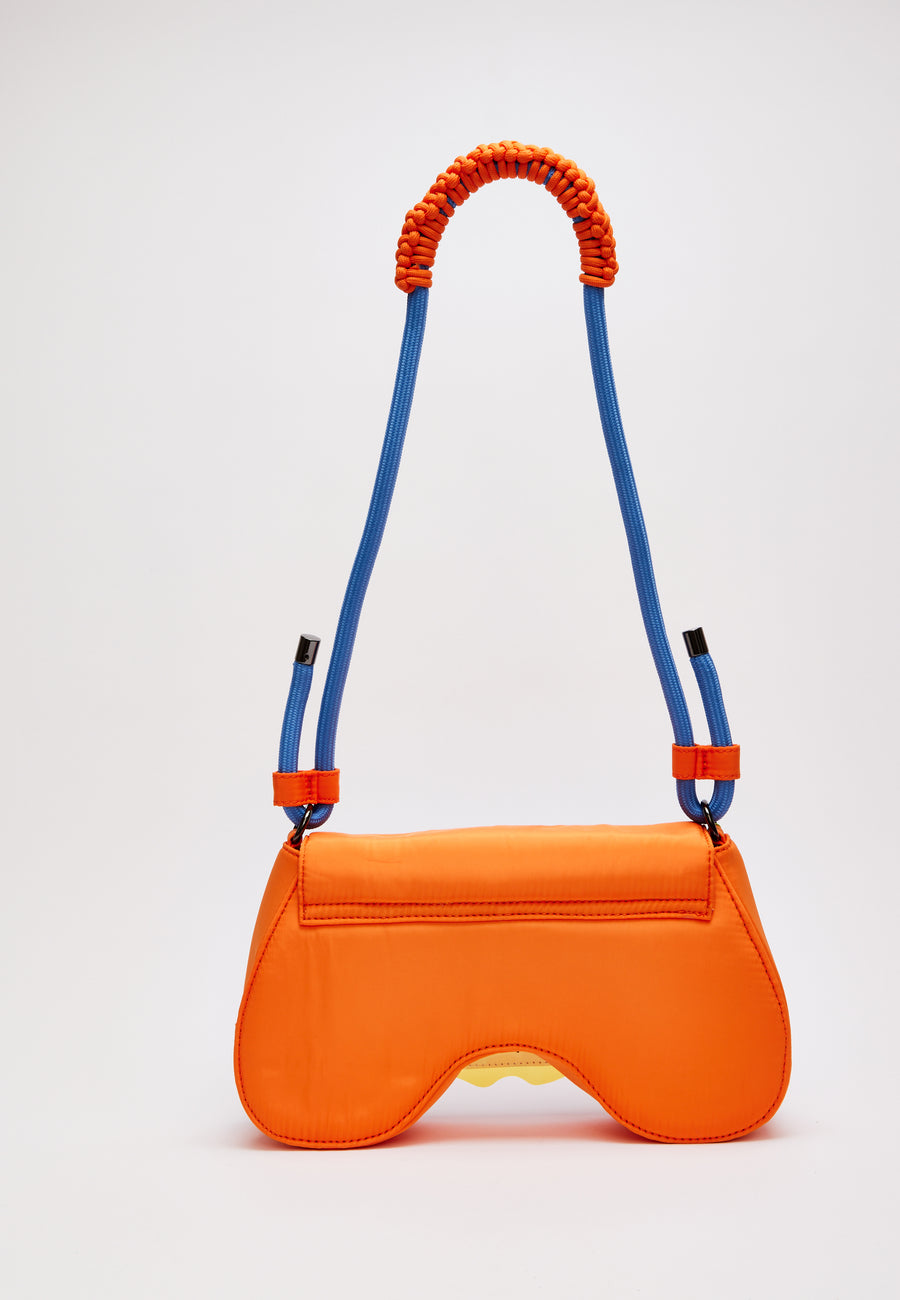 House Of Holland Saddle Bag In Orange And Blue With Quilted Logo
