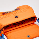 House Of Holland Saddle Bag In Orange And Blue With Quilted Logo