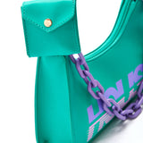 House Of Holland Shoulder Bag In Turquoise With ‘House’ Print