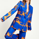 House Of Holland Marble Print Blazer in Blue And Orange