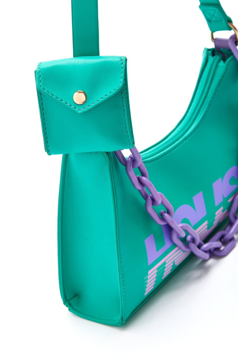 House Of Holland Shoulder Bag In Turquoise With ‘House’ Print