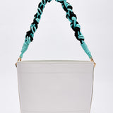 House Of Holland White Crossbody Bag with Printed Logo and Plait Handle