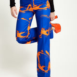 House Of Holland Marble Print Trousers in Blue And Orange