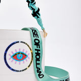 House Of Holland White Crossbody Bag with Printed Logo and Plait Handle
