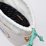House Of Holland White Crossbody Bag with Printed Logo and Plait Handle