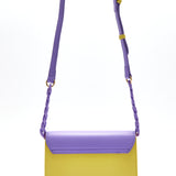 House Of Holland Cross Body Bag In Purple And Yellow With A Chain Detail Strap And Printed Logo