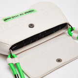 House Of Holland Saddle Bag White And Neon Green With Quilted Logo