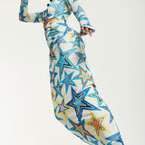 House of Holland Star Print Maxi Dress With Cut Out Details