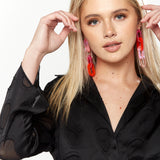 House of Holland Pink and Red Lucid Chain Earrings