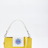 House Of Holland Small Crossbody Bag In Yellow And White With Printed Logo
