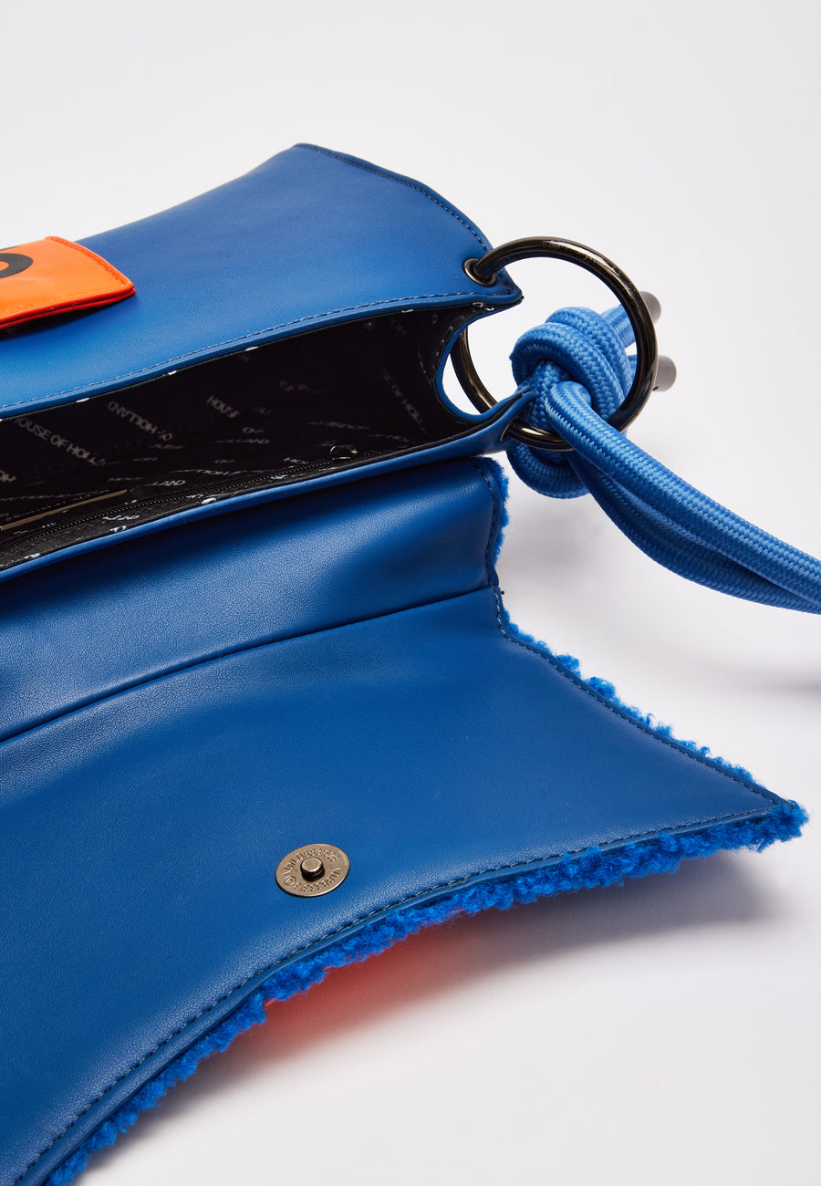 House Of Holland Cross Body Bag In Teddy Dark Blue And Orange