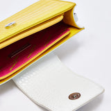 House Of Holland Small Crossbody Bag In Yellow And White With Printed Logo