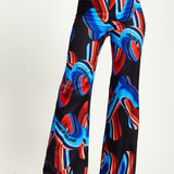 House Of Holland Abstract Print Trouser In Black, Red And Blue