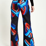 House Of Holland Abstract Print Trouser In Black, Red And Blue