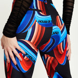 House Of Holland Abstract Print Trouser In Black, Red And Blue