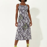 House Of Holland Abstract Print Midi Dress With An Open Crossed Back Detail