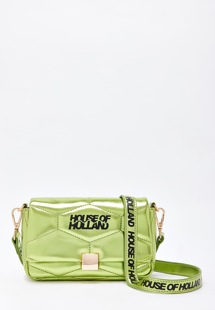 House Of Holland Metallic Green Crossbody Bag