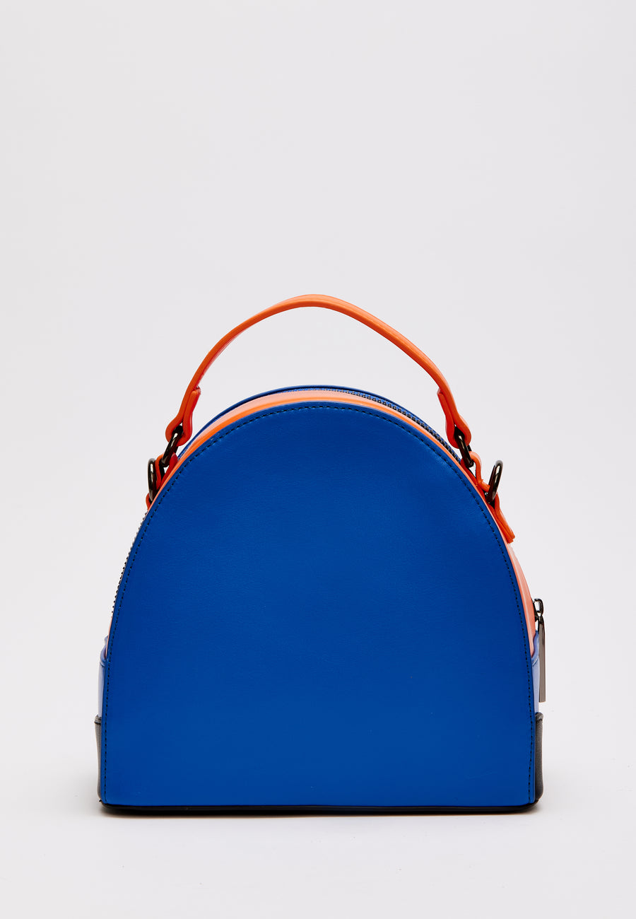 House Of Holland Cross Body Bag In Royal Blue, Orange And Black With Printed Logo