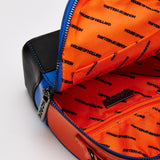 House Of Holland Cross Body Bag In Royal Blue, Orange And Black With Printed Logo