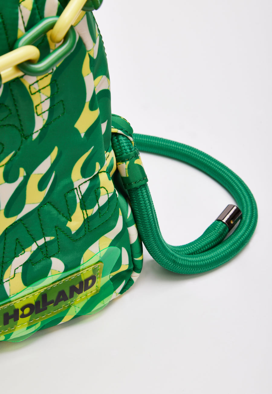 House Of Holland Mint Green Flame Bag With Quilted Logo And Chain Detail