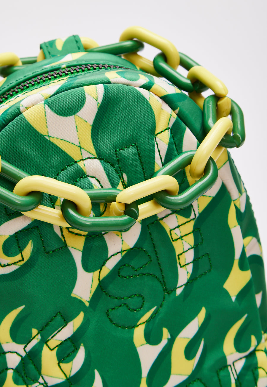House Of Holland Mint Green Flame Bag With Quilted Logo And Chain Detail