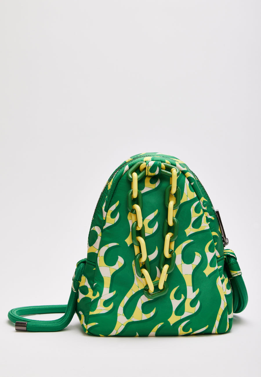 House Of Holland Mint Green Flame Bag With Quilted Logo And Chain Detail