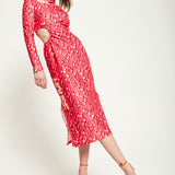 House Of Holland Pink Flame Clashing Colours Midi Dress With Cut Out Details