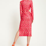 House Of Holland Pink Flame Clashing Colours Midi Dress With Cut Out Details