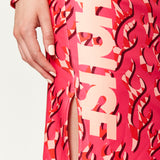 House Of Holland Pink Flame Clashing Colours Midi Dress With Cut Out Details