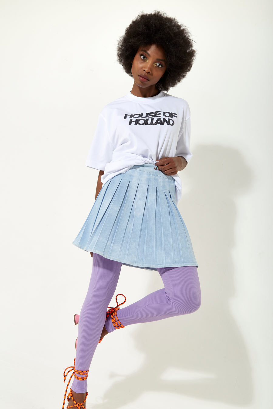 House Of Holland White Transfer Printed T-shirt With A Small Spot 3D Detail
