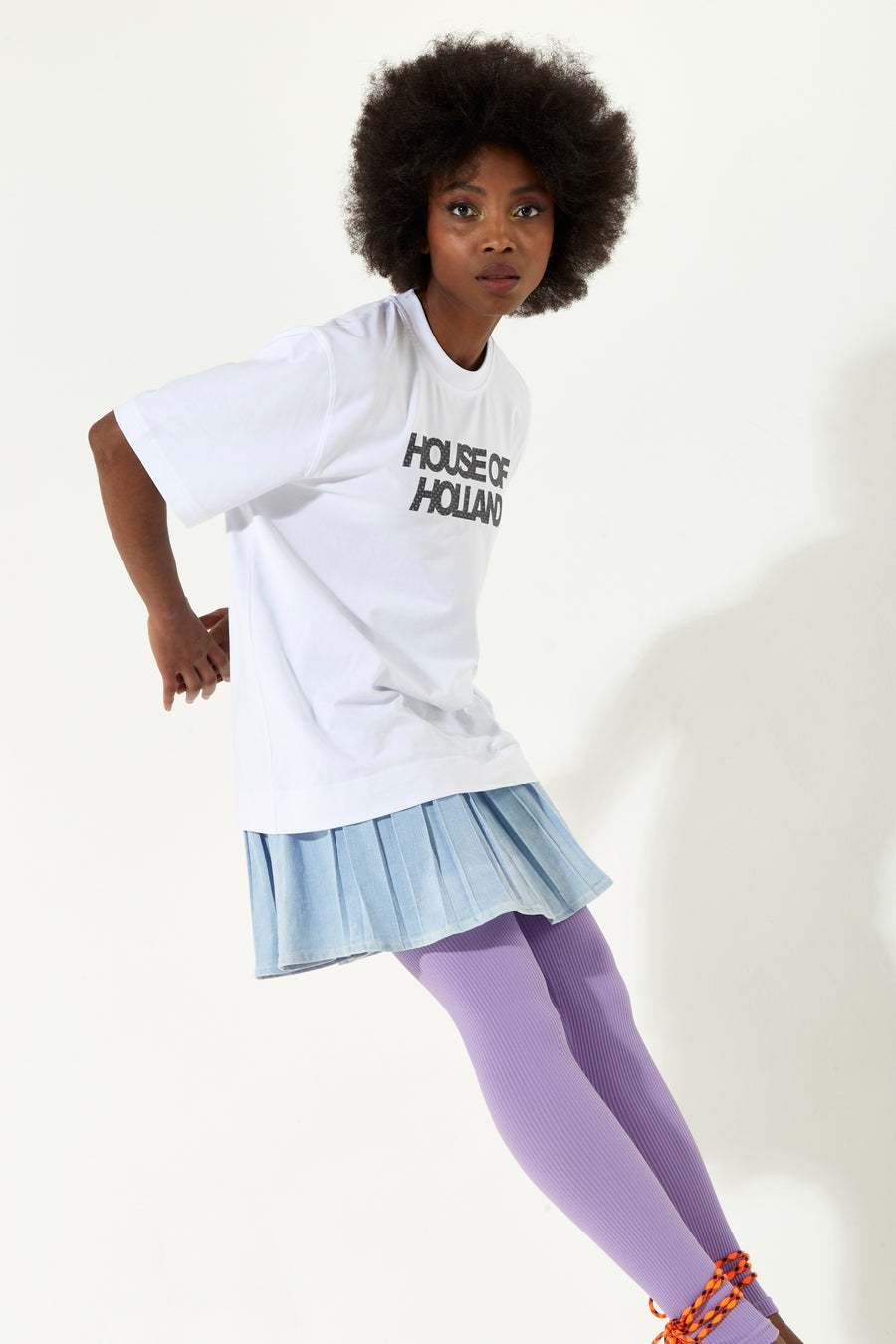 House Of Holland White Transfer Printed T-shirt With A Small Spot 3D Detail