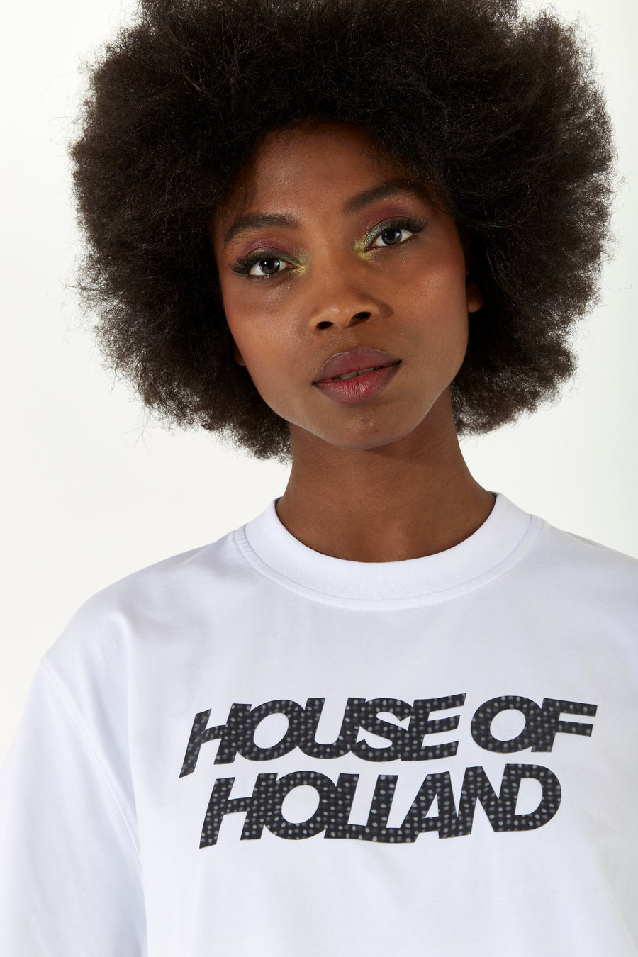 House Of Holland White Transfer Printed T-shirt With A Small Spot 3D Detail