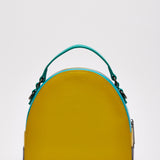 House Of Holland Cross Body Bag In Yellow, Black And Blue With Printed Logo
