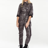 House of Holland Jumpsuit in Grey Wet Look Zebra Stripe