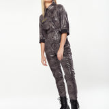 House of Holland Jumpsuit in Grey Wet Look Zebra Stripe