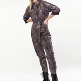 House of Holland Jumpsuit in Grey Wet Look Zebra Stripe