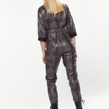 House of Holland Jumpsuit in Grey Wet Look Zebra Stripe