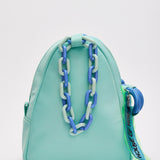 House Of Holland Cross Body Bag With Quilted Logo In Blue Tones And Rope Strap Detail