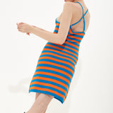 House of Holland Stripe Knitted Mini Dress in Blue and Orange