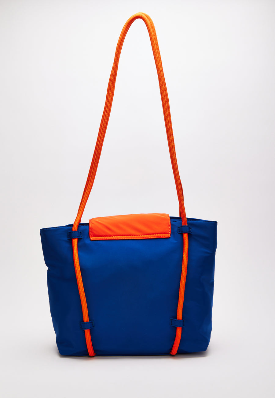 House Of Holland Tote Bag With Quilted Logo In Orange And Royal Blue