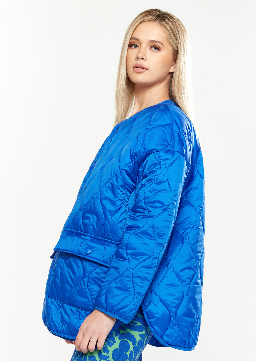 House Of Holland Quilted Jacket In Blue